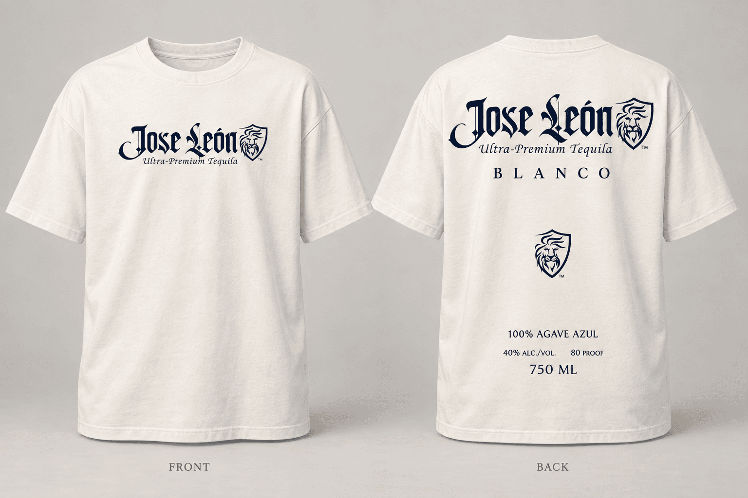 Front and back of the ivory Jose León Blanco Heritage T-shirt
